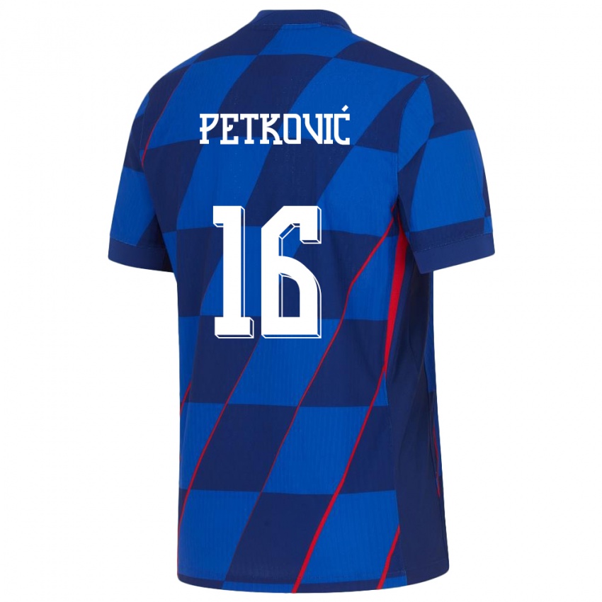 Mann Kroatia Bruno Petkovic #16 Blå Bortetrøye Drakt Trøye 24-26 Skjorter T-Skjorte