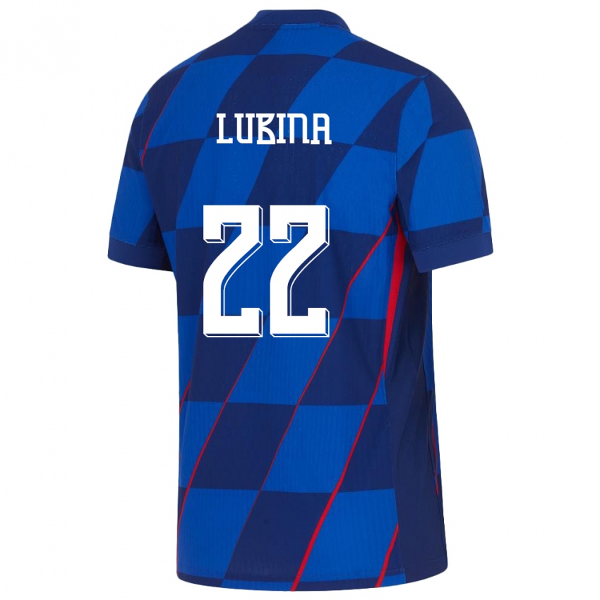 Mann Kroatia Anela Lubina #22 Blå Bortetrøye Drakt Trøye 24-26 Skjorter T-Skjorte