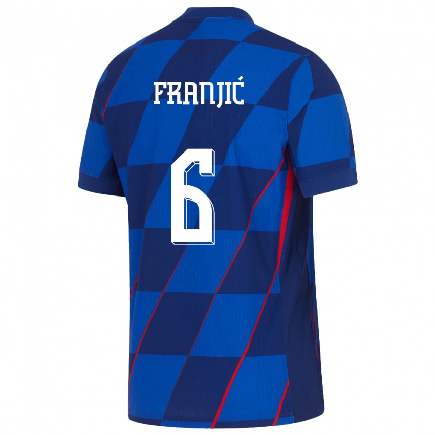 Mann Kroatia Bartol Franjic #6 Blå Bortetrøye Drakt Trøye 24-26 Skjorter T-Skjorte