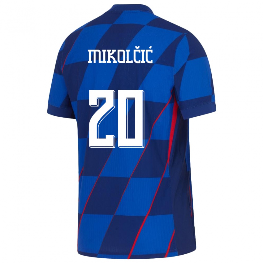 Mann Kroatia Simun Mikolcic #20 Blå Bortetrøye Drakt Trøye 24-26 Skjorter T-Skjorte