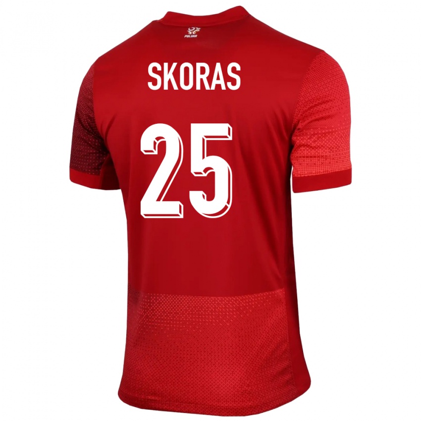 Mann Polen Michal Skoras #25 Rød Bortetrøye Drakt Trøye 24-26 Skjorter T-Skjorte