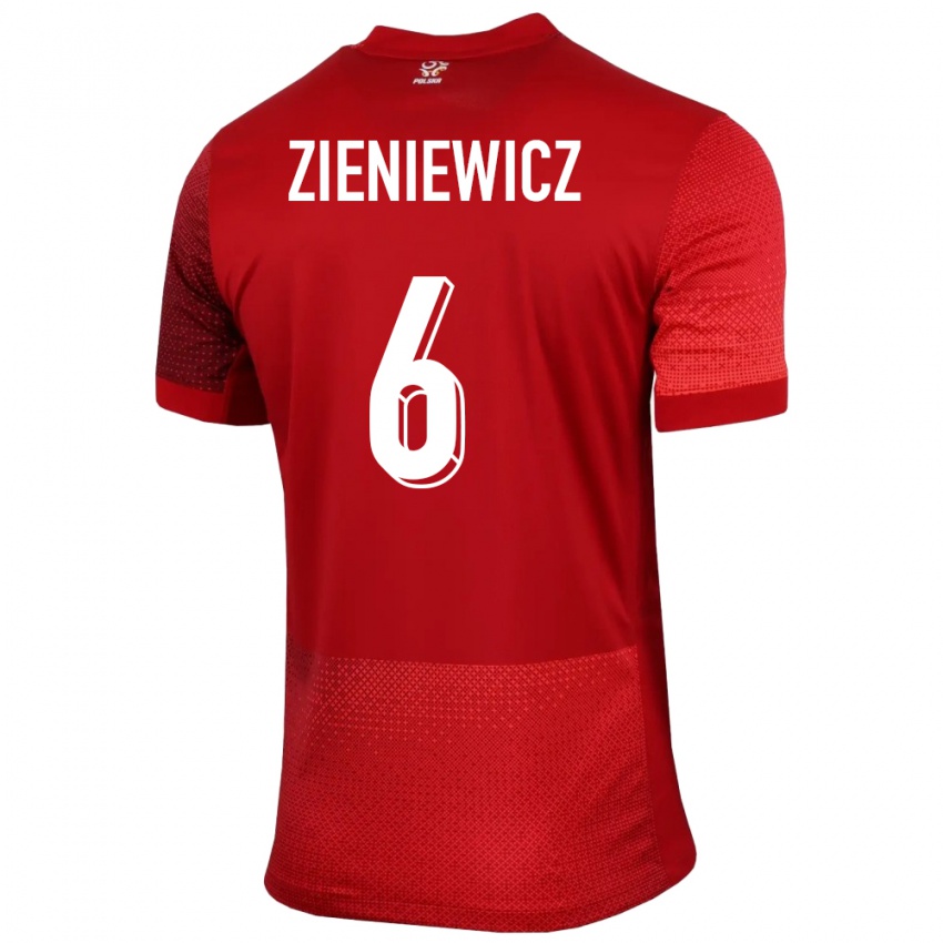 Mann Polen Wiktoria Zieniewicz #6 Rød Bortetrøye Drakt Trøye 24-26 Skjorter T-Skjorte