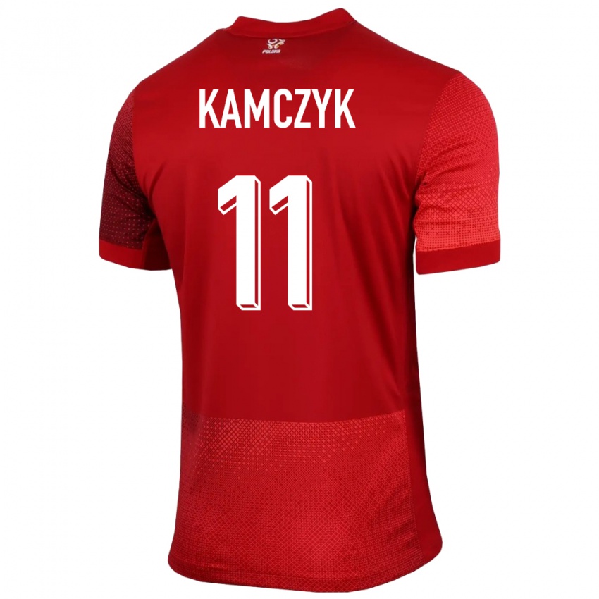 Mann Polen Ewelina Kamczyk #11 Rød Bortetrøye Drakt Trøye 24-26 Skjorter T-Skjorte
