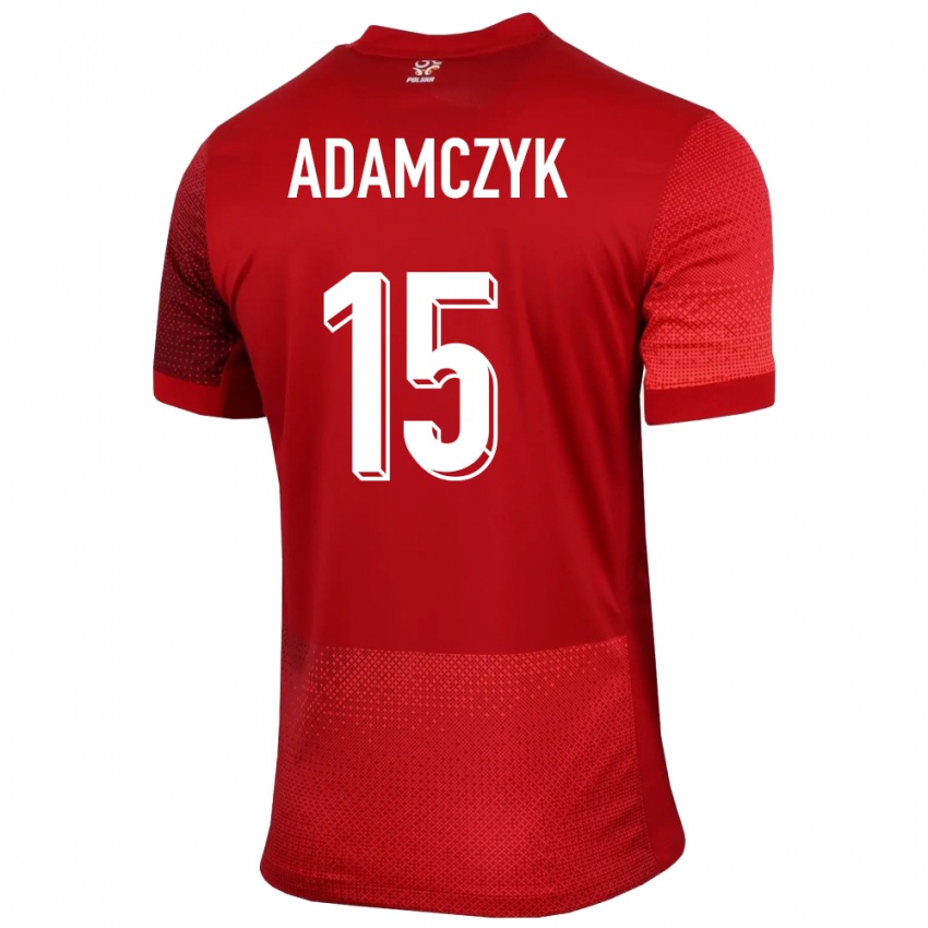 Mann Polen Nico Adamczyk #15 Rød Bortetrøye Drakt Trøye 24-26 Skjorter T-Skjorte