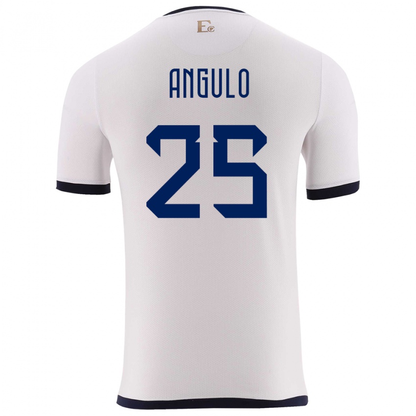 Mann Ecuador Nilson Angulo #25 Hvit Bortetrøye Drakt Trøye 24-26 Skjorter T-Skjorte