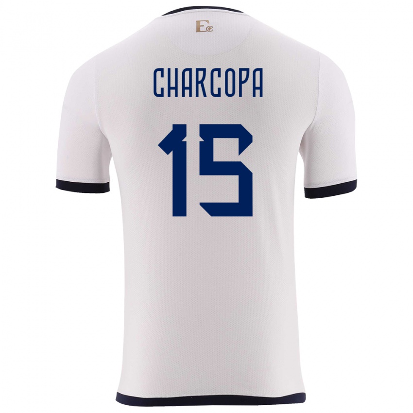 Mann Ecuador Nicole Charcopa #15 Hvit Bortetrøye Drakt Trøye 24-26 Skjorter T-Skjorte