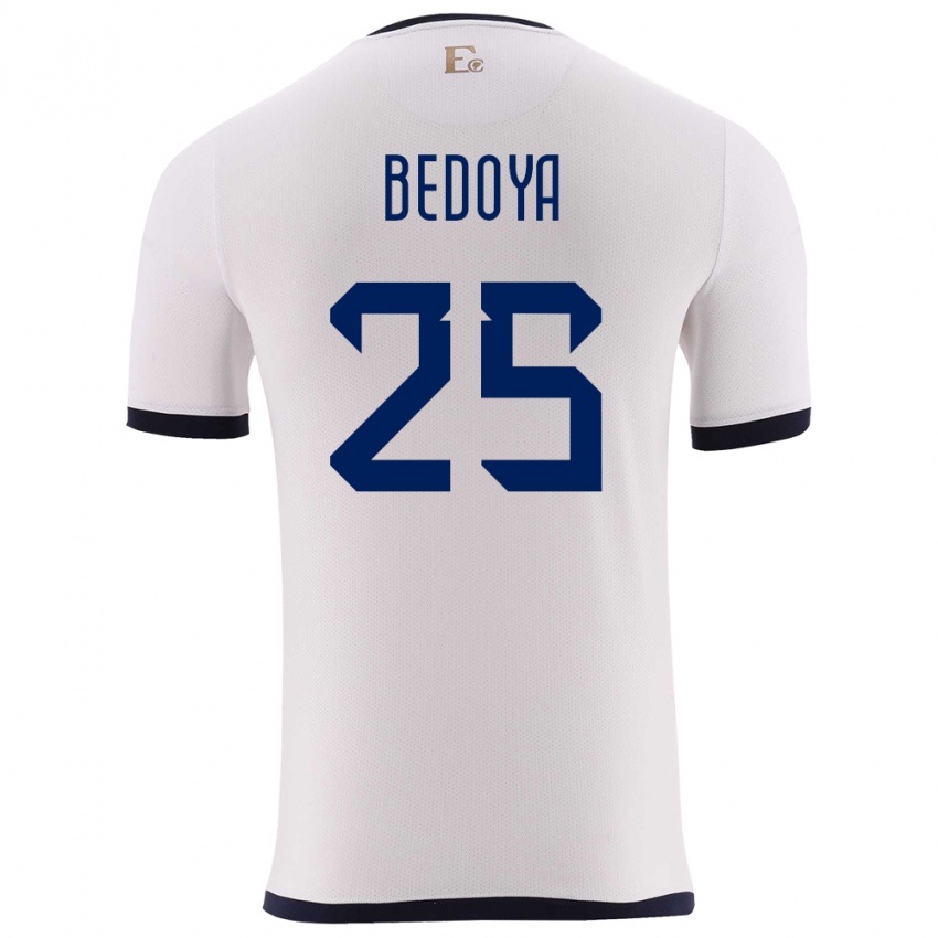 Mann Ecuador Jaydah Bedoya #25 Hvit Bortetrøye Drakt Trøye 24-26 Skjorter T-Skjorte