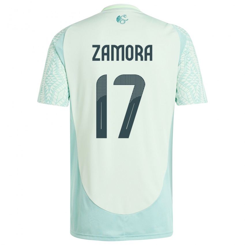 Mann Mexico Saul Zamora #17 Lin Grønn Bortetrøye Drakt Trøye 24-26 Skjorter T-Skjorte