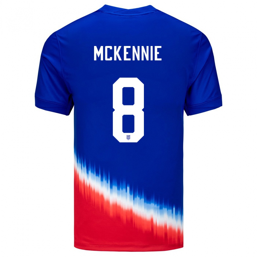 Mann Usa Weston Mckennie #8 Blå Bortetrøye Drakt Trøye 24-26 Skjorter T-Skjorte