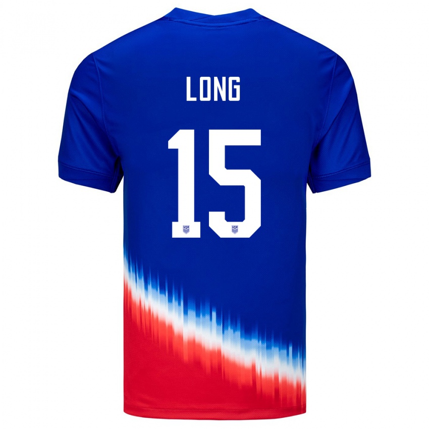 Mann Usa Aaron Long #15 Blå Bortetrøye Drakt Trøye 24-26 Skjorter T-Skjorte