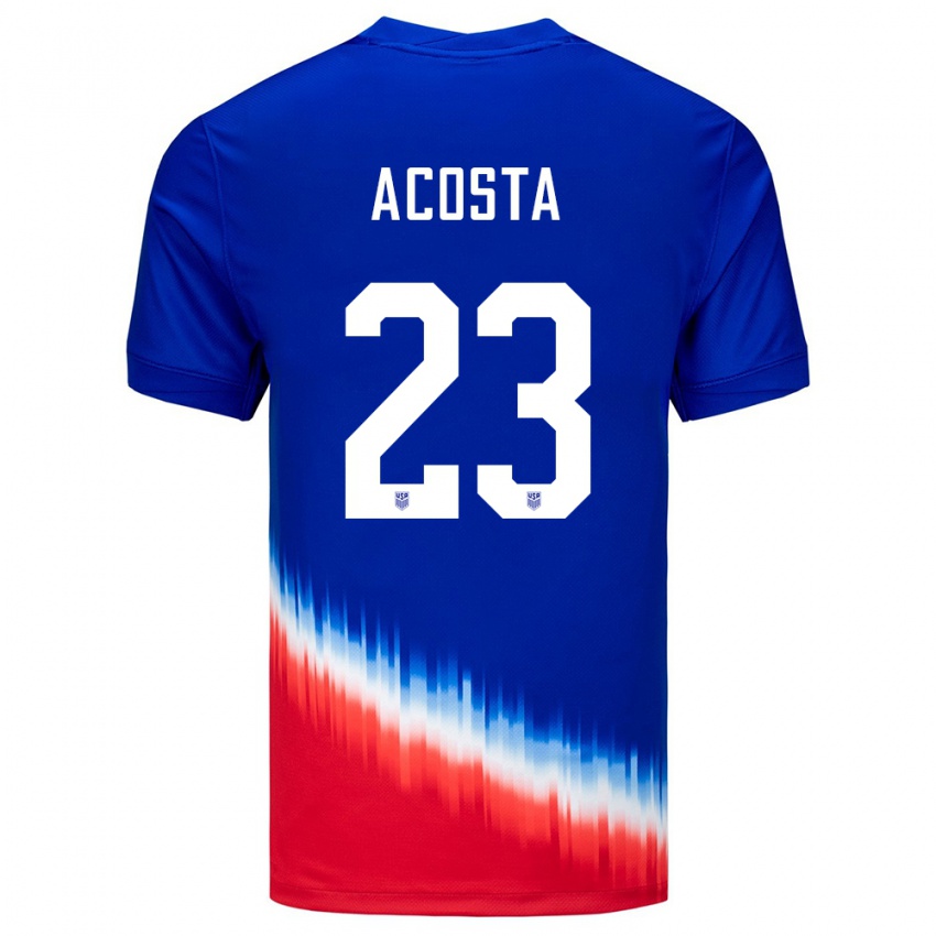 Mann Usa Kellyn Acosta #23 Blå Bortetrøye Drakt Trøye 24-26 Skjorter T-Skjorte