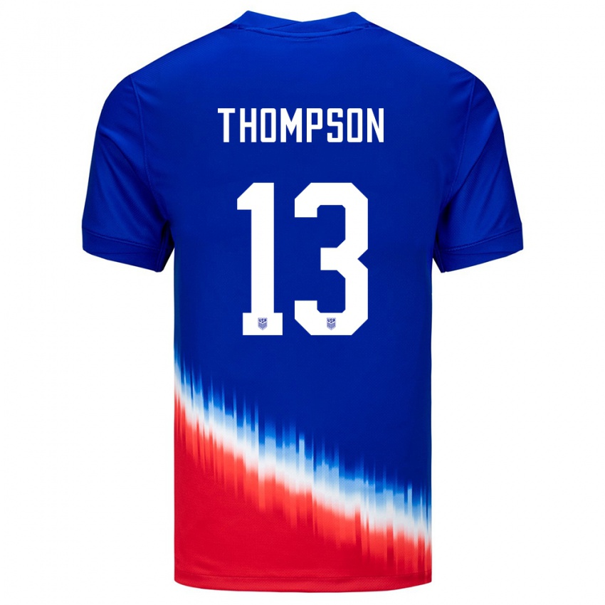 Mann Usa Alyssa Thompson #13 Blå Bortetrøye Drakt Trøye 24-26 Skjorter T-Skjorte