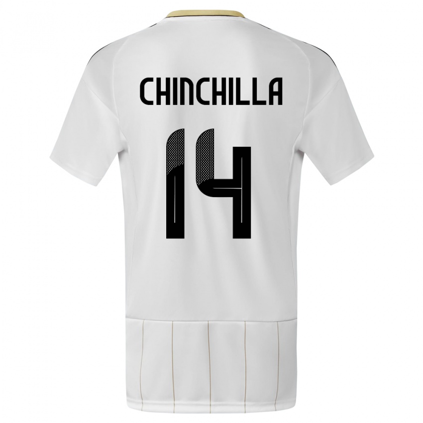 Mann Costa Rica Priscila Chinchilla #14 Hvit Bortetrøye Drakt Trøye 24-26 Skjorter T-Skjorte