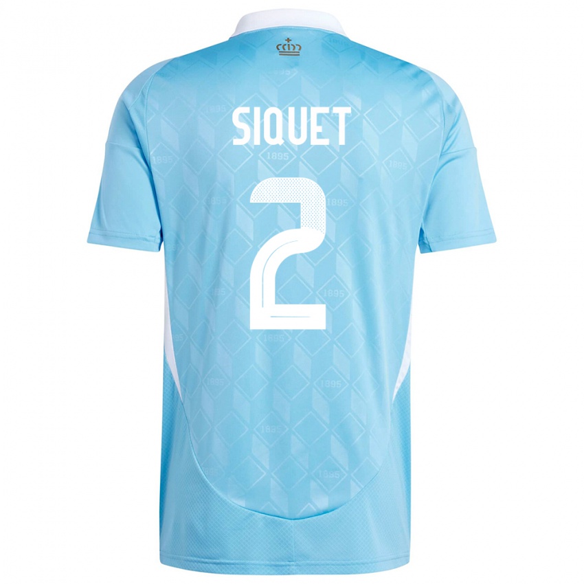 Mann Belgia Hugo Siquet #2 Blå Bortetrøye Drakt Trøye 24-26 Skjorter T-Skjorte