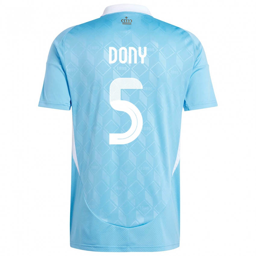 Mann Belgia Arnaud Dony #5 Blå Bortetrøye Drakt Trøye 24-26 Skjorter T-Skjorte