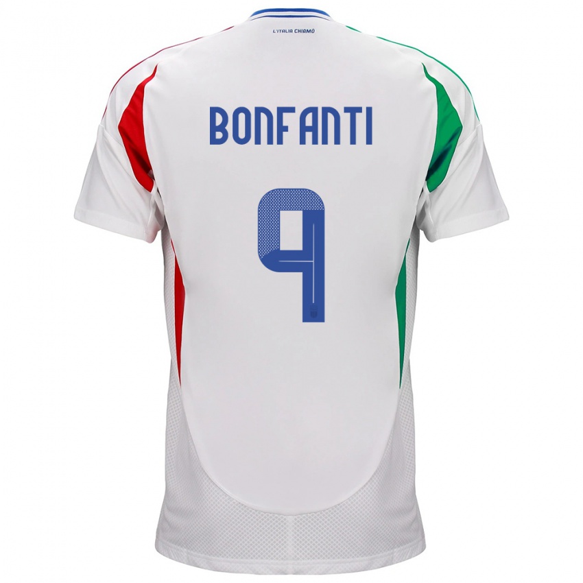 Mann Italia Nicholas Bonfanti #9 Hvit Bortetrøye Drakt Trøye 24-26 Skjorter T-Skjorte