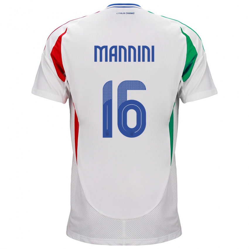 Mann Italia Mattia Mannini #16 Hvit Bortetrøye Drakt Trøye 24-26 Skjorter T-Skjorte