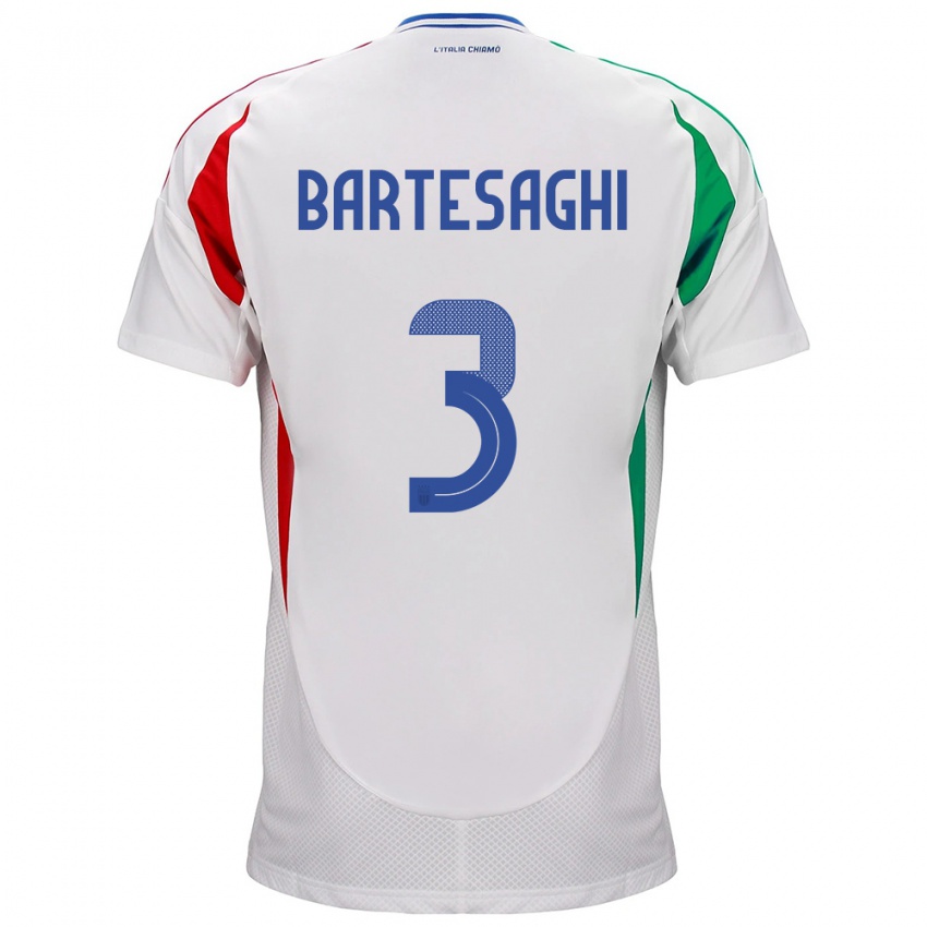 Mann Italia Davide Bartesaghi #3 Hvit Bortetrøye Drakt Trøye 24-26 Skjorter T-Skjorte