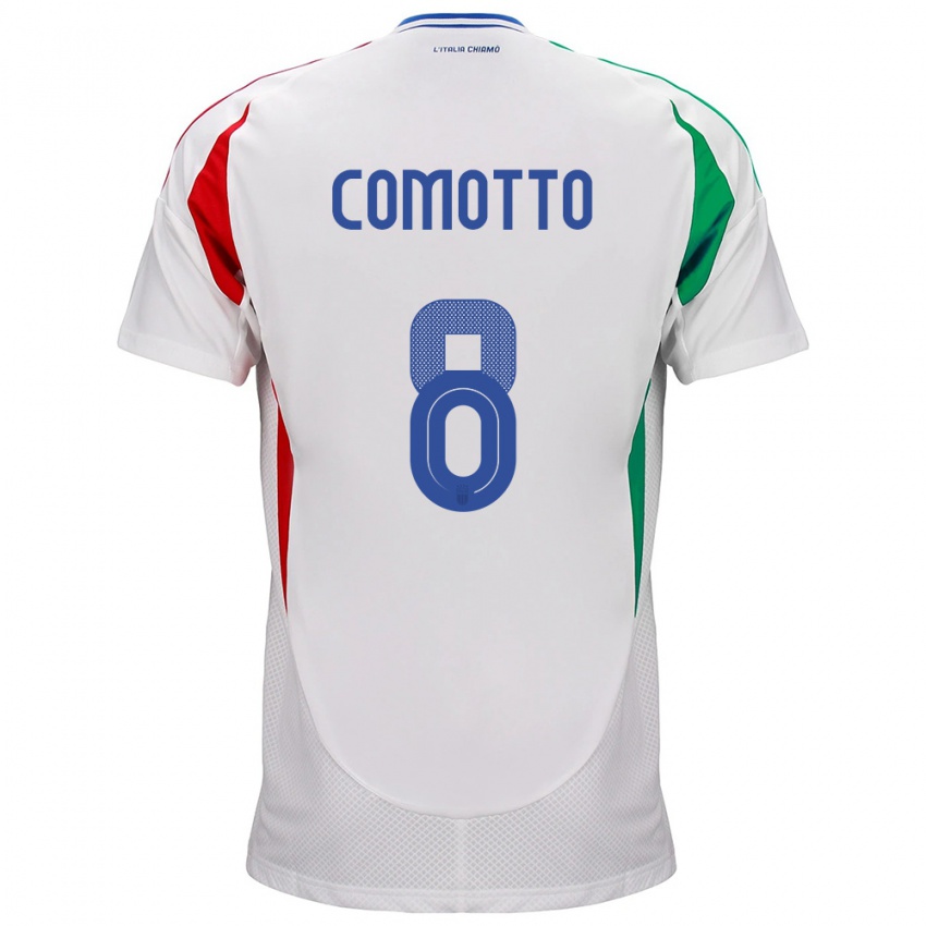 Mann Italia Christian Comotto #8 Hvit Bortetrøye Drakt Trøye 24-26 Skjorter T-Skjorte