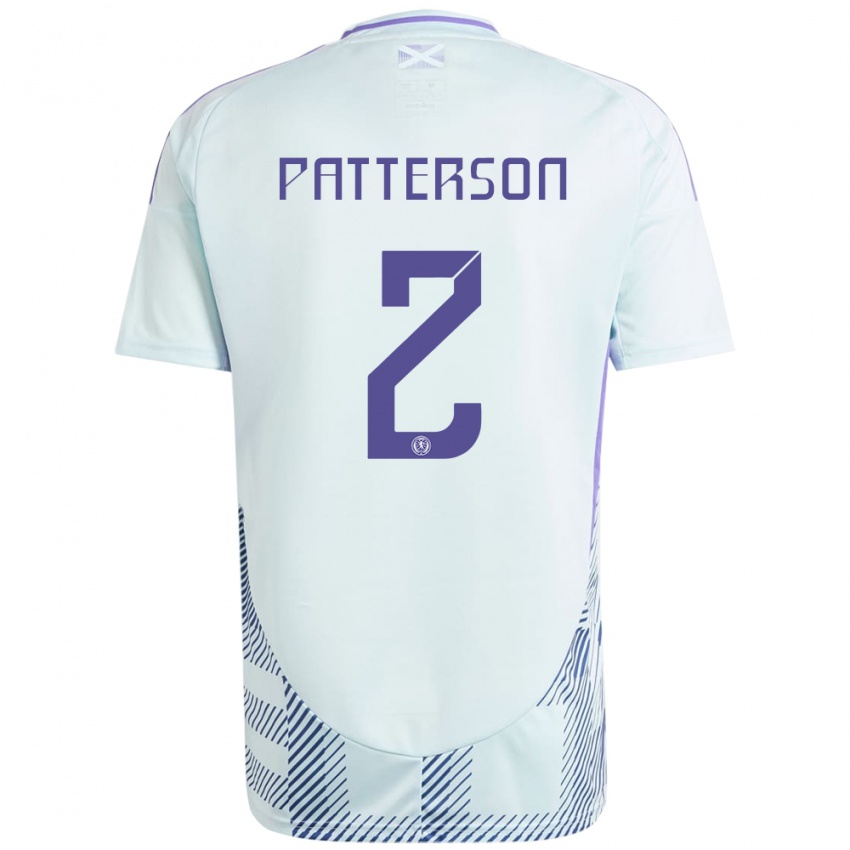 Mann Skottland Nathan Patterson #2 Lys Mynteblå Bortetrøye Drakt Trøye 24-26 Skjorter T-Skjorte