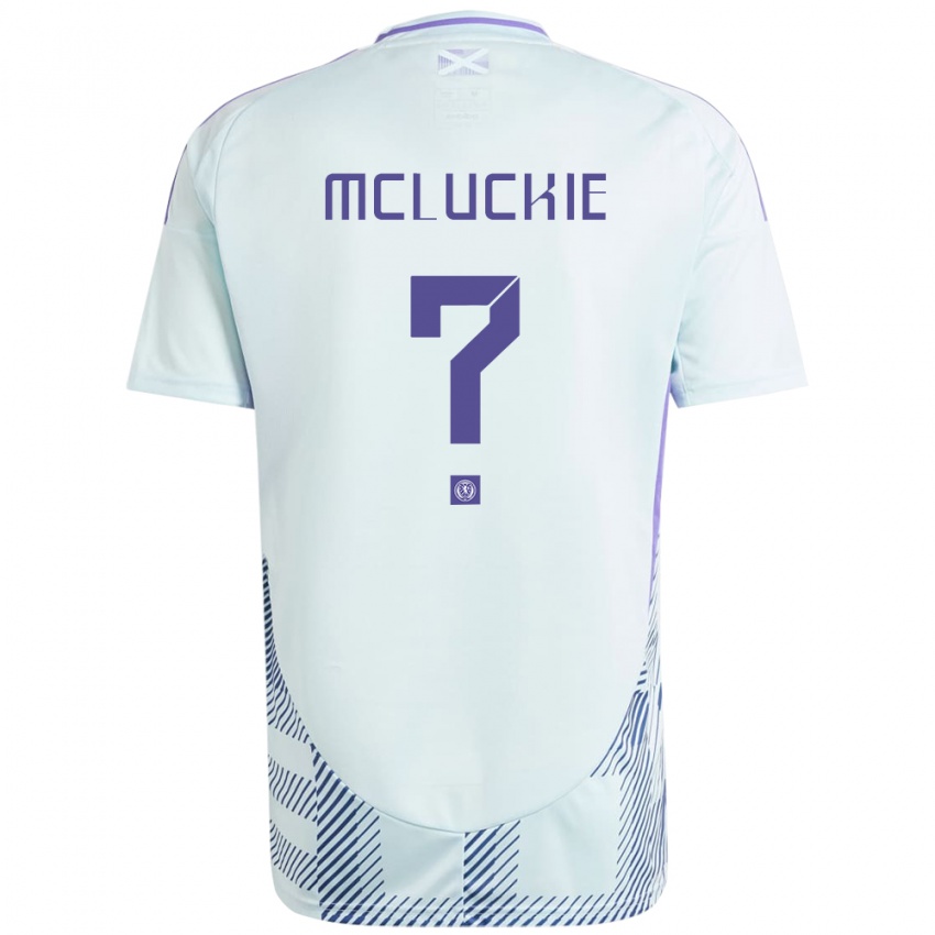 Mann Skottland Bobby Mcluckie #0 Lys Mynteblå Bortetrøye Drakt Trøye 24-26 Skjorter T-Skjorte