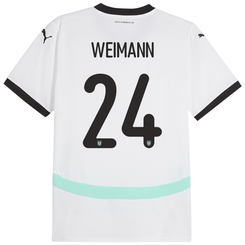 Mann Østerrike Andreas Weimann #24 Hvit Bortetrøye Drakt Trøye 24-26 Skjorter T-Skjorte