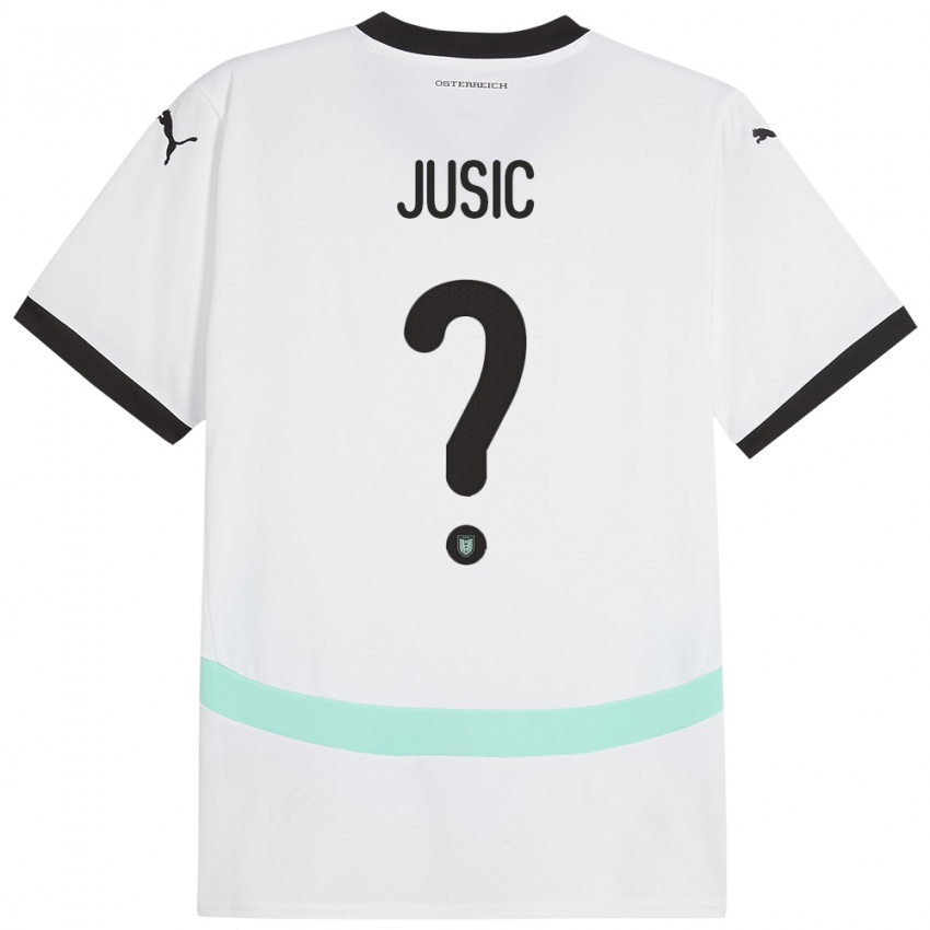 Mann Østerrike Kenan Jusic #0 Hvit Bortetrøye Drakt Trøye 24-26 Skjorter T-Skjorte