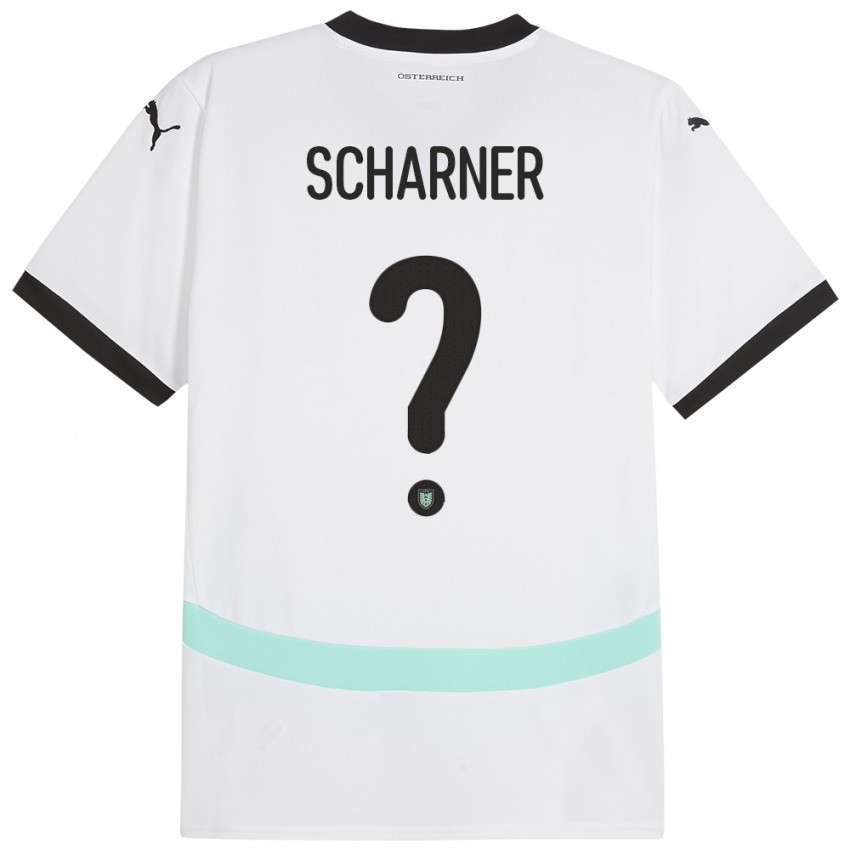 Mann Østerrike Benedict Scharner #0 Hvit Bortetrøye Drakt Trøye 24-26 Skjorter T-Skjorte