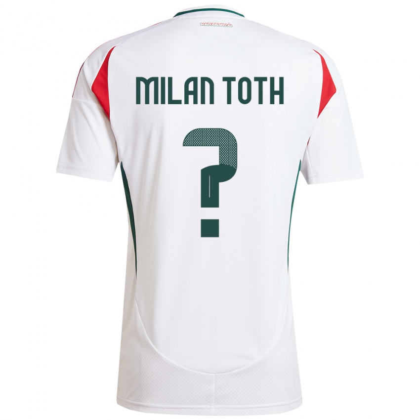 Mann Ungarn Milán Tóth #0 Hvit Bortetrøye Drakt Trøye 24-26 Skjorter T-Skjorte