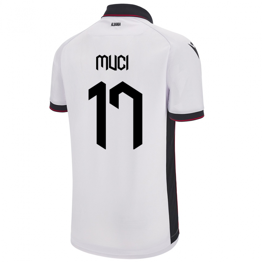 Mann Albania Ernest Muci #17 Hvit Bortetrøye Drakt Trøye 24-26 Skjorter T-Skjorte
