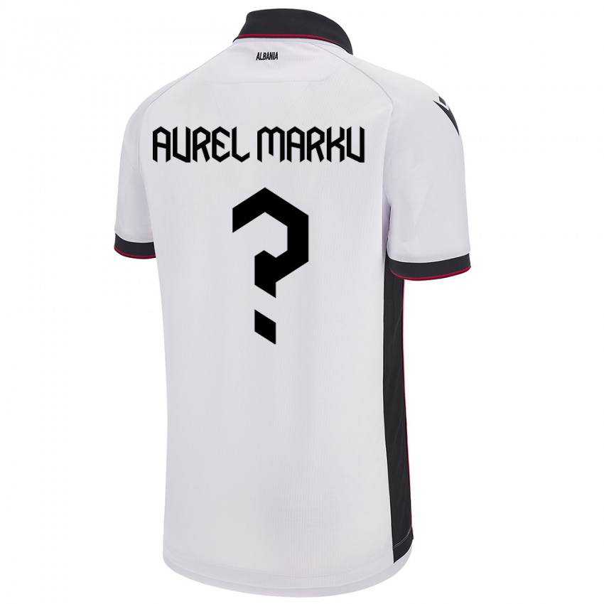 Mann Albania Aurel Marku #0 Hvit Bortetrøye Drakt Trøye 24-26 Skjorter T-Skjorte