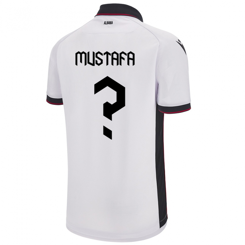 Mann Albania Erno Mustafa #0 Hvit Bortetrøye Drakt Trøye 24-26 Skjorter T-Skjorte