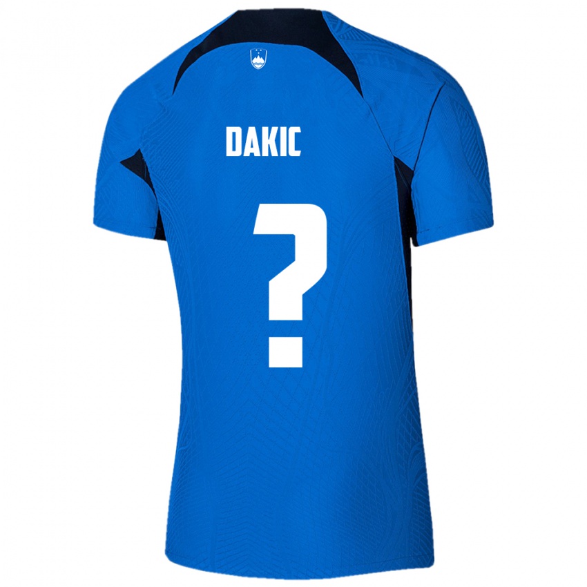 Mann Slovenia Luka Dakic #0 Blå Bortetrøye Drakt Trøye 24-26 Skjorter T-Skjorte