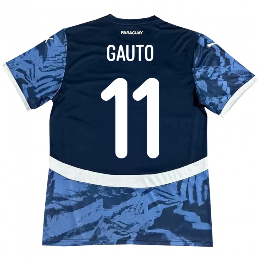 Mann Paraguay Fany Gauto #11 Blå Bortetrøye Drakt Trøye 24-26 Skjorter T-Skjorte