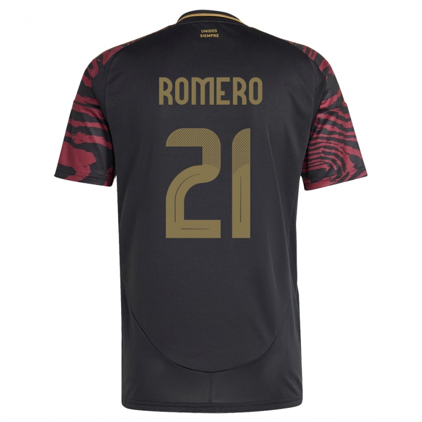 Mann Peru Diego Romero #21 Svart Bortetrøye Drakt Trøye 24-26 Skjorter T-Skjorte