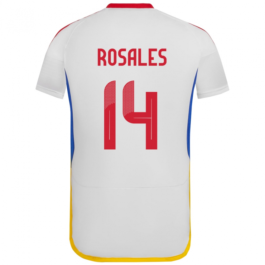 Mann Venezuela Roberto Rosales #14 Hvit Bortetrøye Drakt Trøye 24-26 Skjorter T-Skjorte