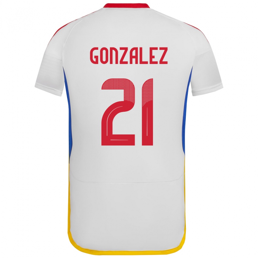 Mann Venezuela Alexander González #21 Hvit Bortetrøye Drakt Trøye 24-26 Skjorter T-Skjorte