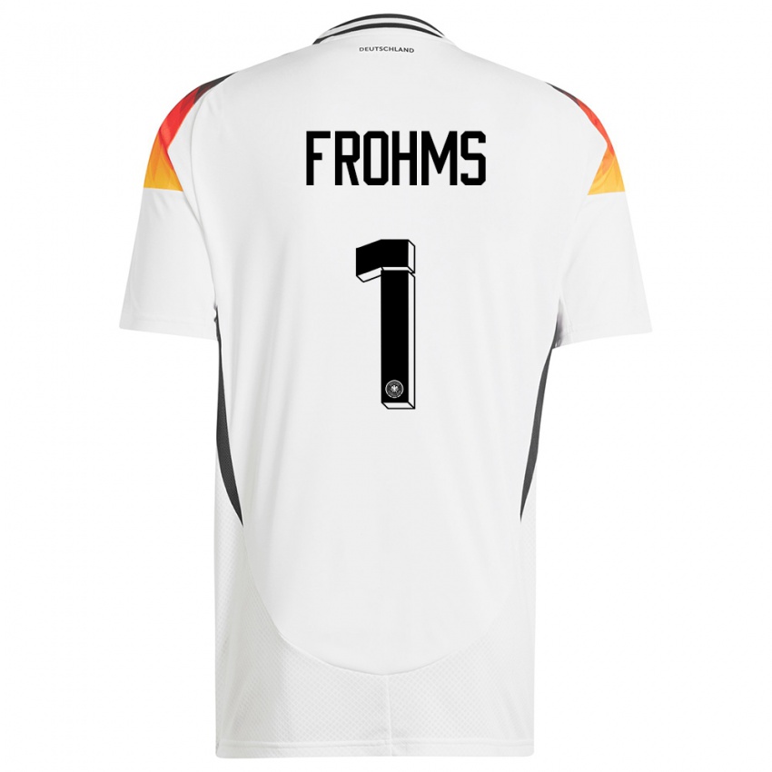 Dame Tyskland Merle Frohms #1 Hvit Hjemmetrøye Drakt Trøye 24-26 Skjorter T-Skjorte