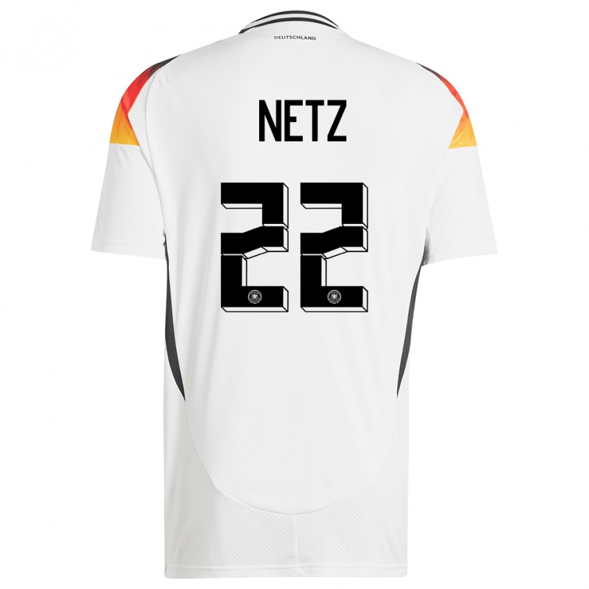 Dame Tyskland Luca Netz #22 Hvit Hjemmetrøye Drakt Trøye 24-26 Skjorter T-Skjorte