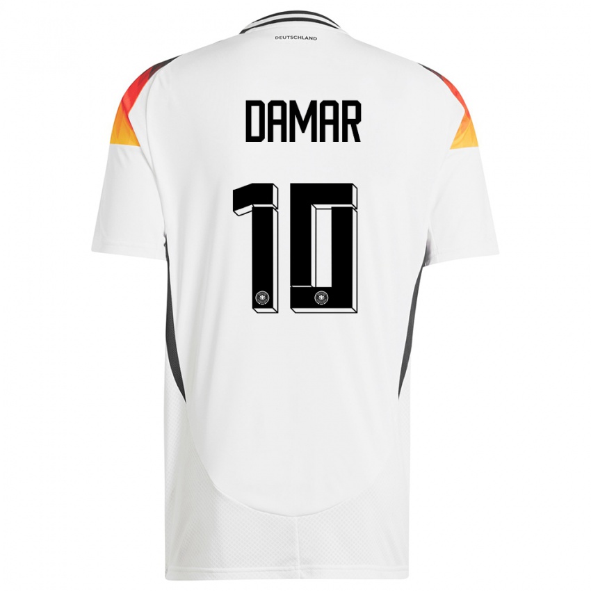 Dame Tyskland Muhammed Damar #10 Hvit Hjemmetrøye Drakt Trøye 24-26 Skjorter T-Skjorte