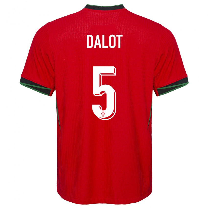 Dame Portugal Diogo Dalot #5 Rød Hjemmetrøye Drakt Trøye 24-26 Skjorter T-Skjorte