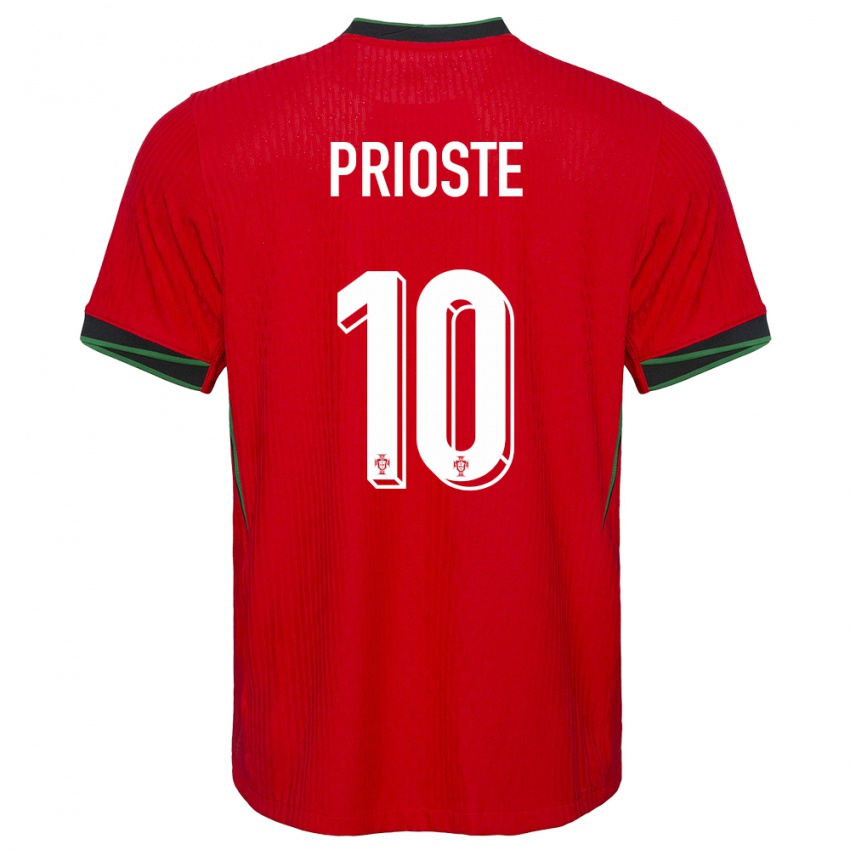 Dame Portugal Diogo Prioste #10 Rød Hjemmetrøye Drakt Trøye 24-26 Skjorter T-Skjorte