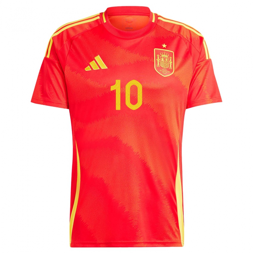 Dame Spania Marco Asensio #10 Rød Hjemmetrøye Drakt Trøye 24-26 Skjorter T-Skjorte
