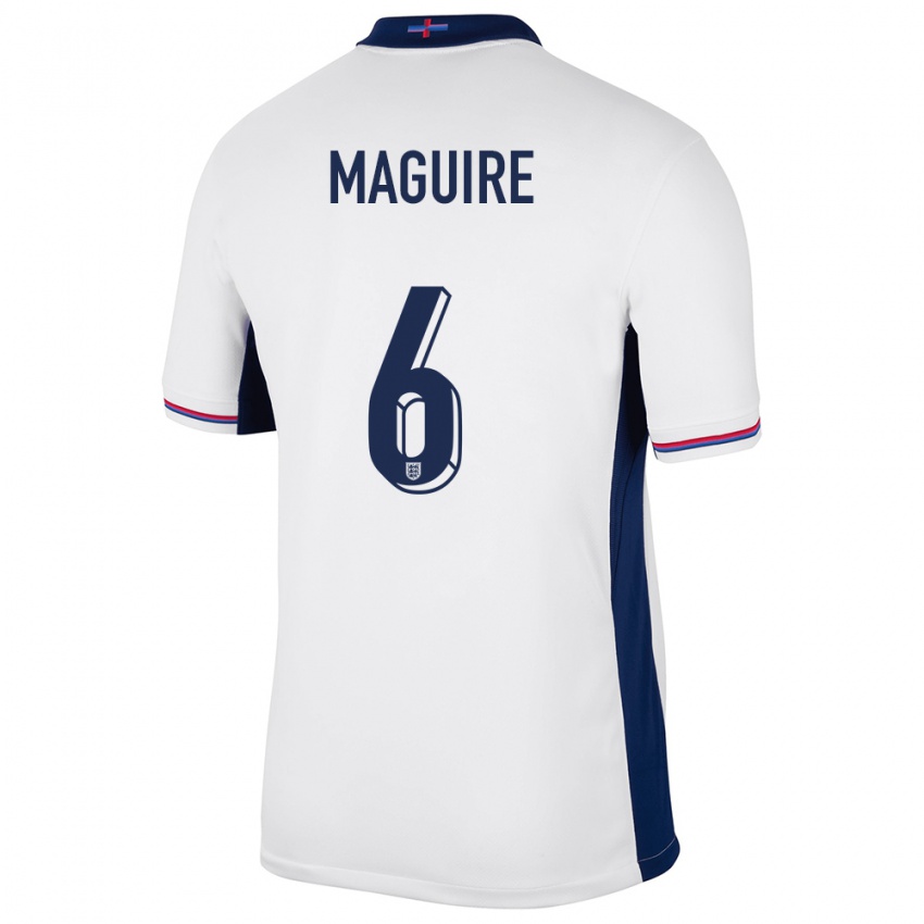 Dame England Harry Maguire #6 Hvit Hjemmetrøye Drakt Trøye 24-26 Skjorter T-Skjorte