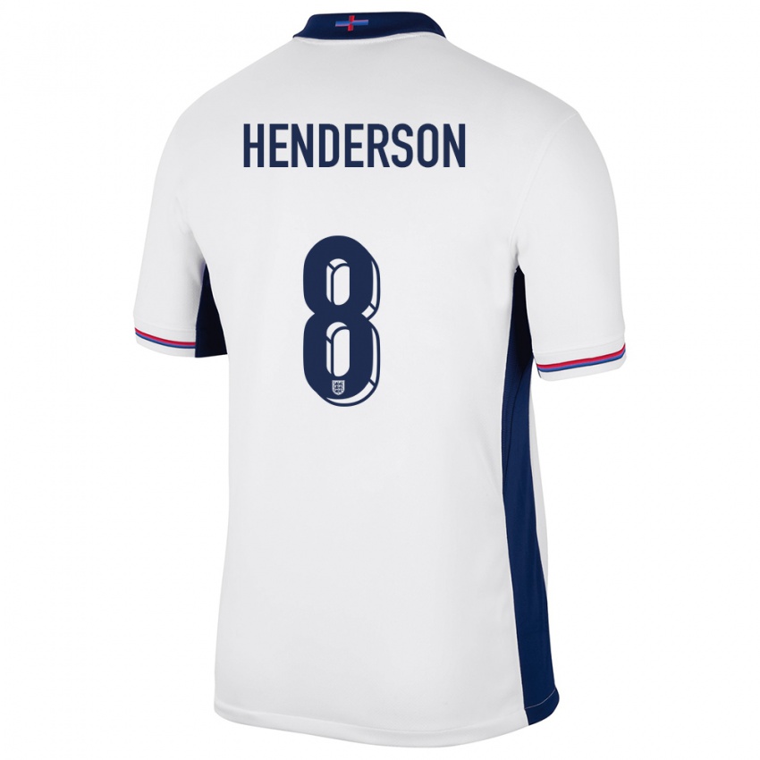 Dame England Jordan Henderson #8 Hvit Hjemmetrøye Drakt Trøye 24-26 Skjorter T-Skjorte