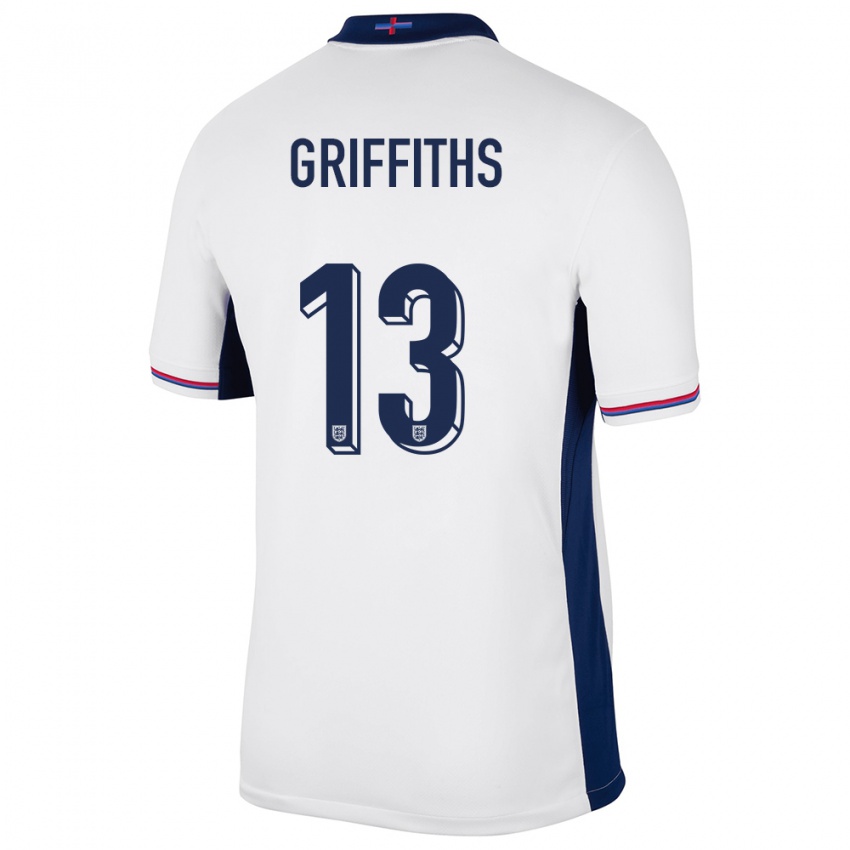 Dame England Josh Griffiths #13 Hvit Hjemmetrøye Drakt Trøye 24-26 Skjorter T-Skjorte