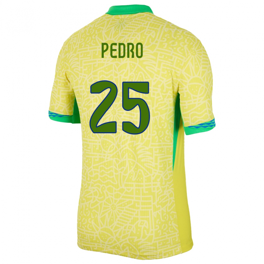 Dame Brasil Pedro #25 Gul Hjemmetrøye Drakt Trøye 24-26 Skjorter T-Skjorte