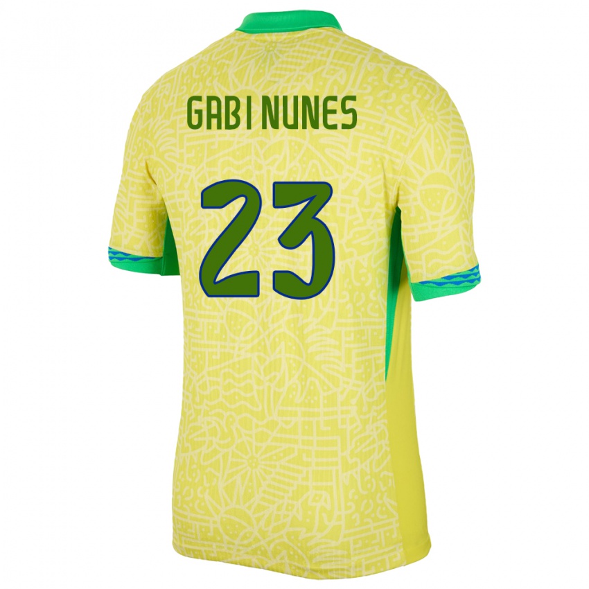 Dame Brasil Gabi Nunes #23 Gul Hjemmetrøye Drakt Trøye 24-26 Skjorter T-Skjorte