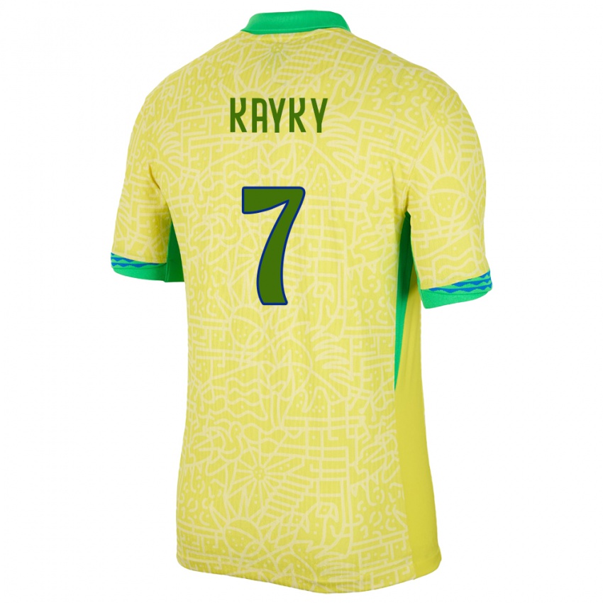 Dame Brasil Kayky #7 Gul Hjemmetrøye Drakt Trøye 24-26 Skjorter T-Skjorte