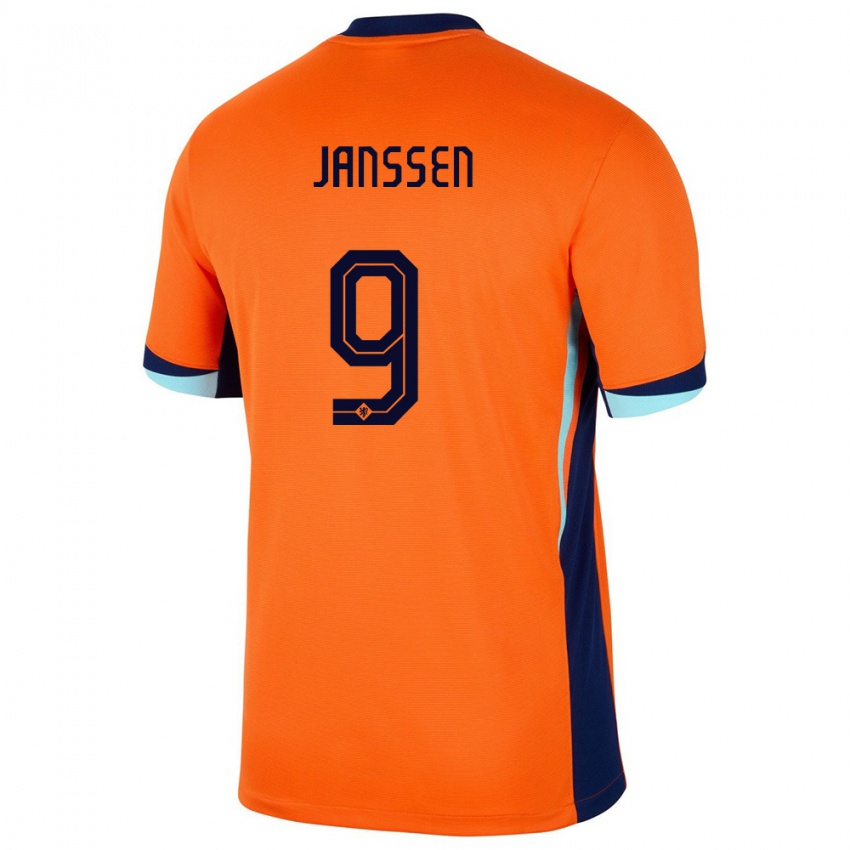 Dame Nederland Vincent Janssen #9 Oransje Hjemmetrøye Drakt Trøye 24-26 Skjorter T-Skjorte